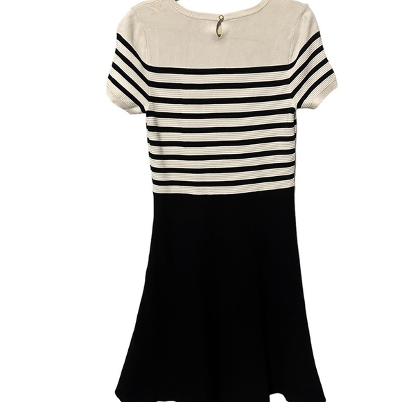 Talbots Black and White Striped Short Sleeve A-Line Career Dress MP - Picture 2 of 6